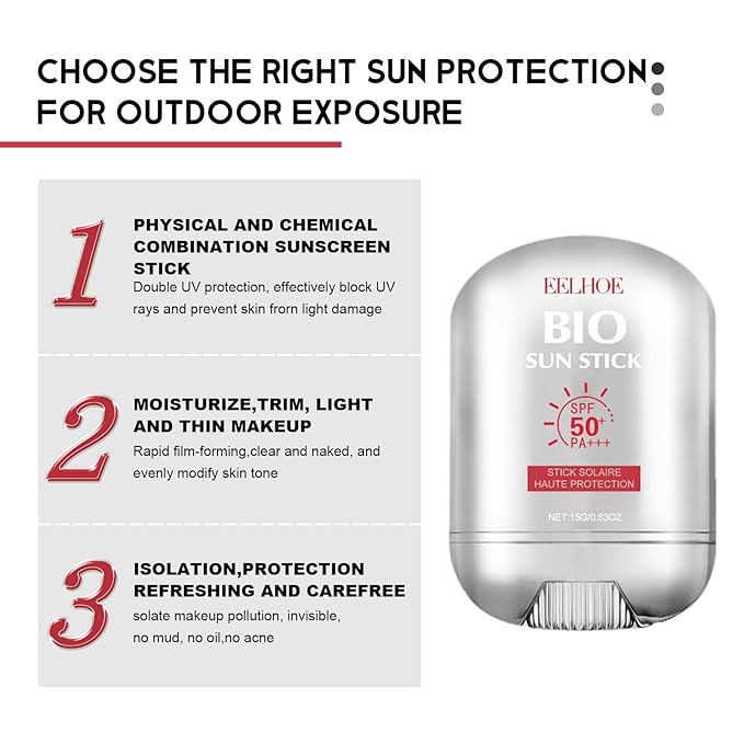 Bio Sun Stick SPF50+，Peptide 9 Bio Sun Stick Spf50,with Peptide Complex,Strong UV Protection,Skin-Friendly | Water & Sweat Resistant | Non-Greasy Sun Protection for Easy Application,15g/0.53oz(2pcs)