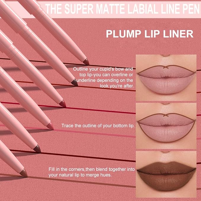 Brown Matte Lip Liner Pencil, Long-Lasting Creamy Formula for Shaping & Sculpting Lips, Retractable Lip Liner Crayon Lipstick 05#