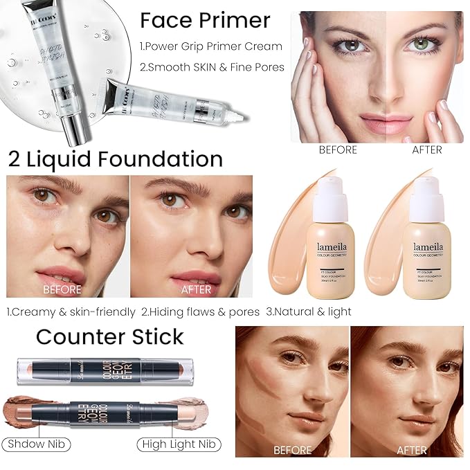 Makeup Kit for Women Full Kit, Travel Makeup Kit for, Makeup Present Set for Teens Girls Beginners Professionals, Makeup Bundle Include 2 Matte & Glitter Eyeshadow Palettes, Lip Gloss Set