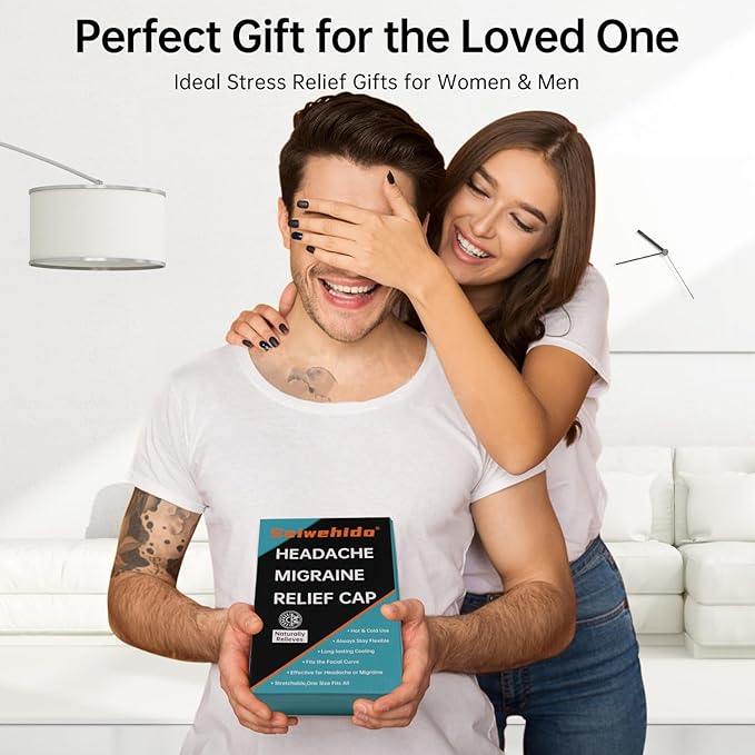 Migraine Relief Cap, Headache Relief Cap Hat, Head Ice Pack Wrap Migraine Cold Cap Ice Hat for Migraines Headache, Tension, Stress, Hangover Cap Ice Beanie, Cooling Gel Cap