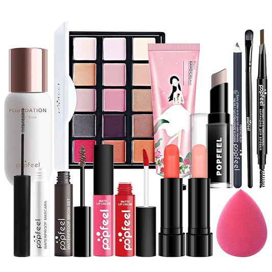 All-in-One Makeup Gift Set Carry All Makeup Kit Women Full Kit With Makeup Bag Lipgloss Lipstick Concealer Blush Foundation Face Powder Eyeshadow Palette Cosmetic Palette #2