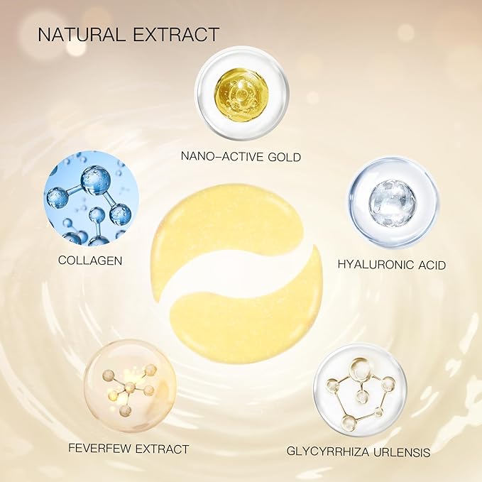 Under Eye Patches for Puffy Eyes: 60PCS Collagen Eye Gels Pads - 24K Gold Under Eye Mask - Reduce Dark Circles & Bags - Skin Eye Care Products
