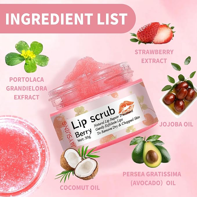Lip Scrub, Natural Lip Scrub Exfoliator, Lips