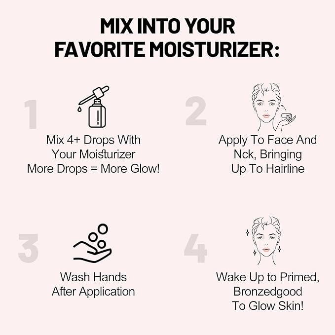 Face Tanning Drops to Add to Lotion,14 Day Long Lasting Effect Face Self Tanner Bronzing Drops, Natural Organic Ingredients, Quick Tan Drops