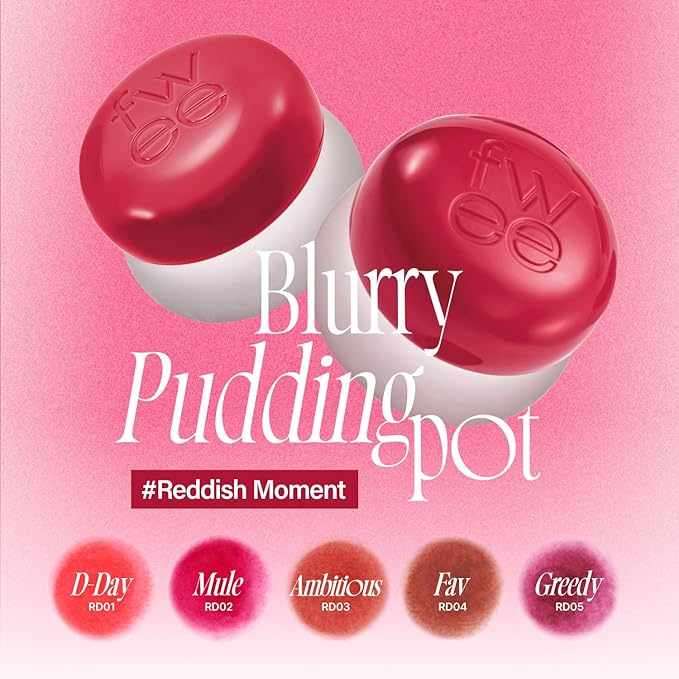 Lip&Cheek Blurry Pudding Pot | Reddish Moment - Fav | Makeup Blush, Buildable Lightweight, Multi-Use Soft Matte Finish | 5g