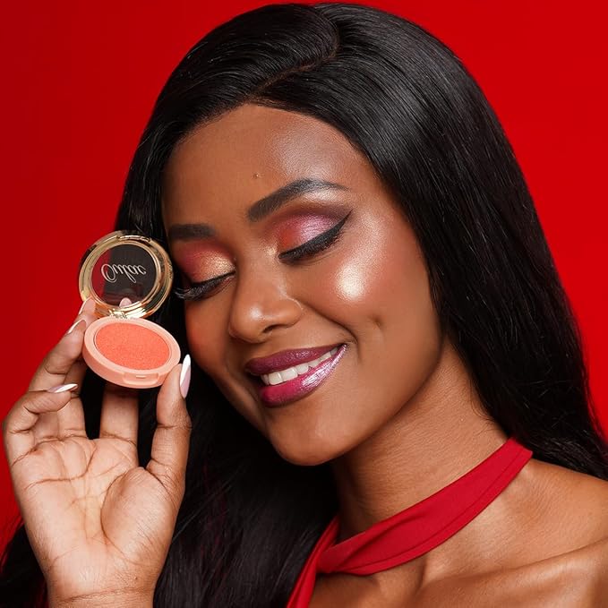 Oulac Luminisers Powdery Blusher for Cheeks Face Glow,Brighten Skin As Highlighter Makeup, Shimmer Blusher,Buildable and Vegan Cosmetics,4.8g F09 Summer Flame