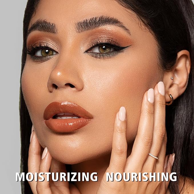 MAKI YIKA Moisture Light Brown Lipstick for Women Hydrate Lip Gloss for Dry Cracked Lips Weightless Glossy Lip Color Juicy Finish,M050 Milk Brown