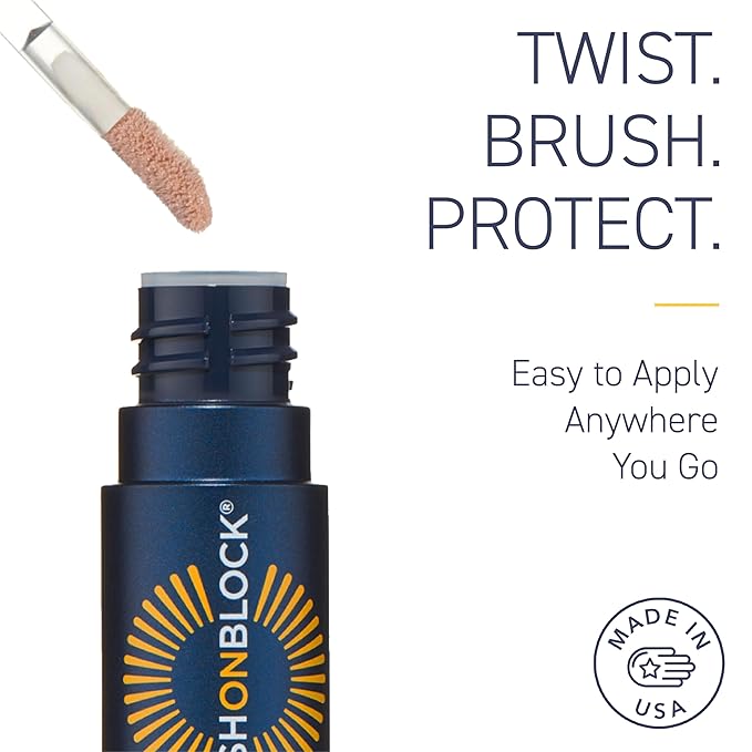 Brush On Block Sun Shine Protective Lip Oil SPF 30, Mineral Protection from UVA/UVB & Blue Light, Hydrating, Cruelty-Free, Gluten-Free, & Vegan, Nude