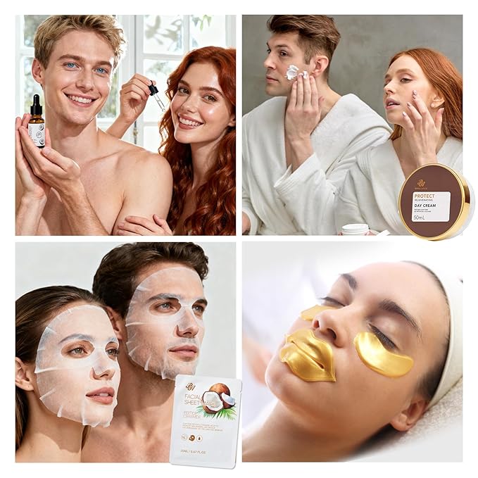 Coconut 23 Pcs Facial Skin Care Sets For Women & Men, Self-Care Gift Set, Spa Relaxation Kit, Birthday, Christmas, Valentines, Mother Day, Dad, All Occasion Present