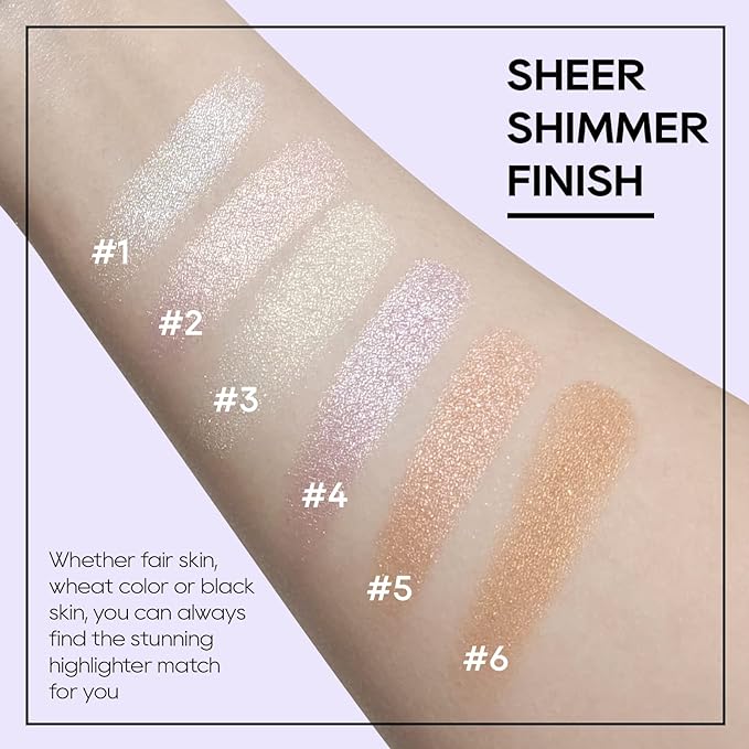Baked Highlighter Powder Palette, Makeup Highlighter Powder Palette Sheer Shimmering Finish Face Highlighters Makeup Iluminadores de Maquillaje #05 Gold Brown