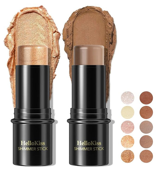 POPMISOLER 2 pcs Makeup Highlighter Stick & Cream Foundation Stick