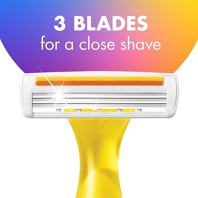 BIC Soleil Smooth Colors Women's Disposable 3 Blade Razors, Vibrant Handles and Moisture Strip, 8-Pack