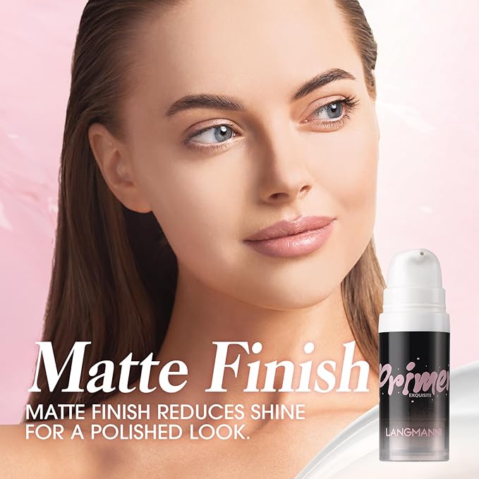 LANGMANNI Matte Grip Face Primer, Transparent Skin Perfecting Hydrating Primer,Unique Smooth Gel-Based Primer Essential For Longlasting Perfection Face Makeup (0.33 Fl Oz, 1)