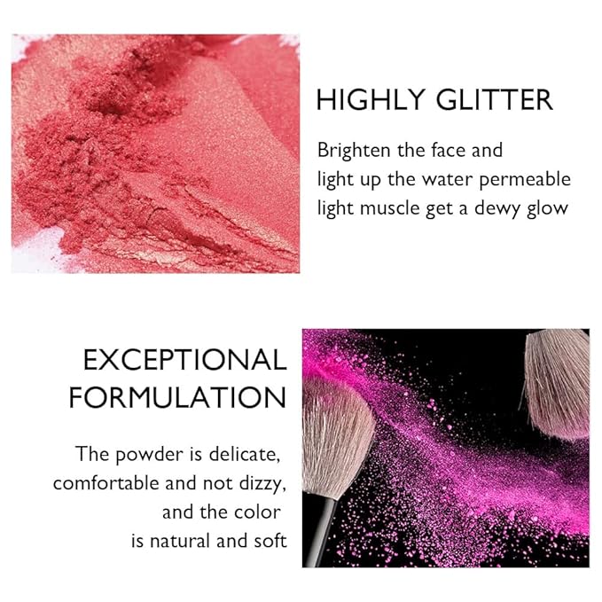 evpct Shimmer Highlighter Highlight Makeup Contour Palette iluminadores de maquillaje, 5 Colors Highlighter+Makeup White Shimmer Blush Bronzer and Makeup Highlighter Powder Palette Illuminators B02