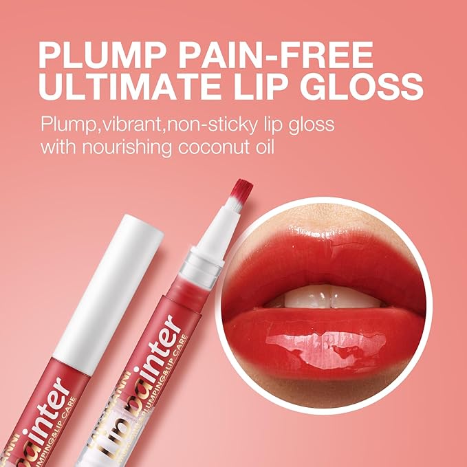 Glow Lip Oil Gloss +Lips Brush, High Pigmented Lip