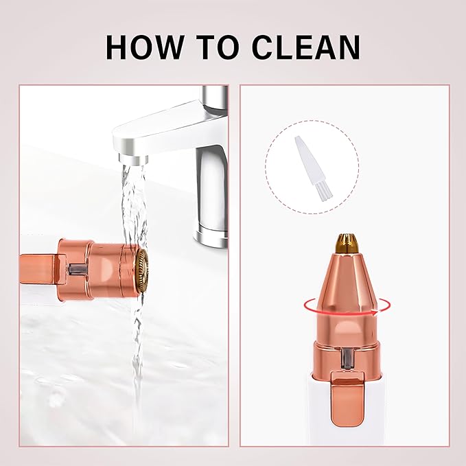 Facial Hair Removal for Women & Eyebrow Trimmer 2 in 1, Electric Shaver&Portable Peach Fuzz Hair Razor,Rechargeable Remover for Pubic Lips Face Ear Hair,Body Hands, Chin Beard with Light