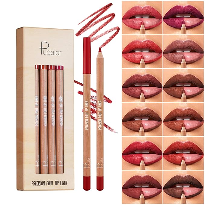 12 Colors Matte Lip Liner Pens Set，Cream Glide Lip