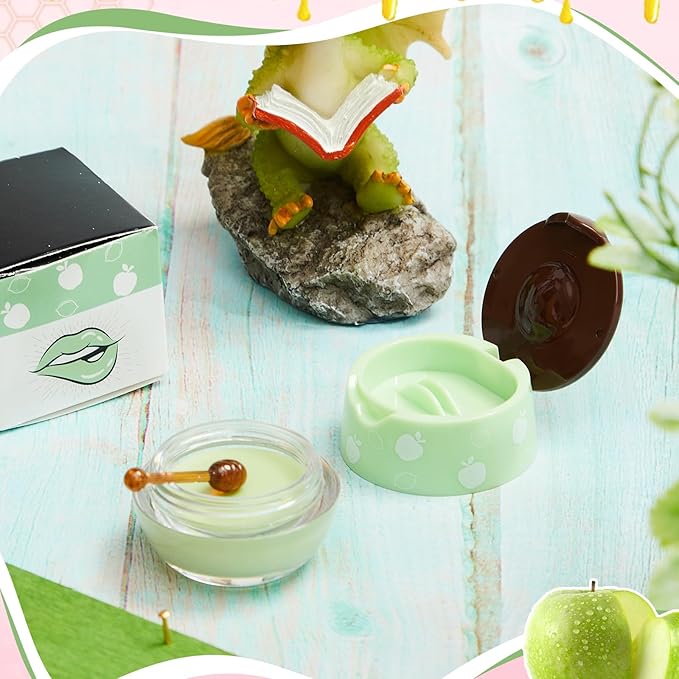 12 Pcs Bee Lip Balm Honey Pot with Brush Propolis Lip Mask Overnight, Moisturizing Hydrating Lip Sleeping Mask Prevention Dry and Cracked(Honey+Strawberry+Apple Lime)