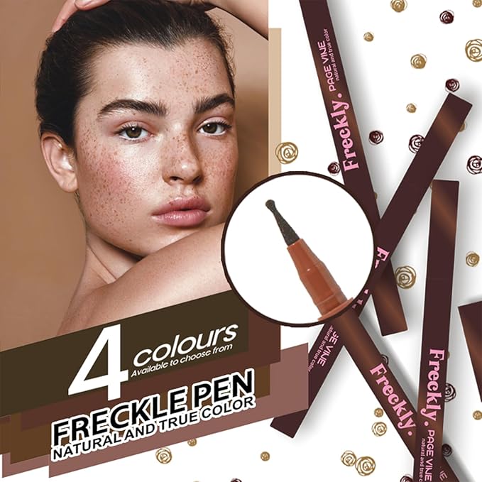Freckle Pen,2 PCS Faux Freckle Stamp Waterproof,Fake Face Freckles Stain Makeup Long Lasting Quick Dry,Natural Lifelike Soft Dot Freck Pen 2PCS-04 Espresso