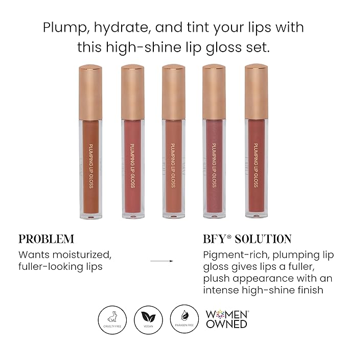 BFY Cosmetics 5-Pack Plumping Lip Gloss - Nude