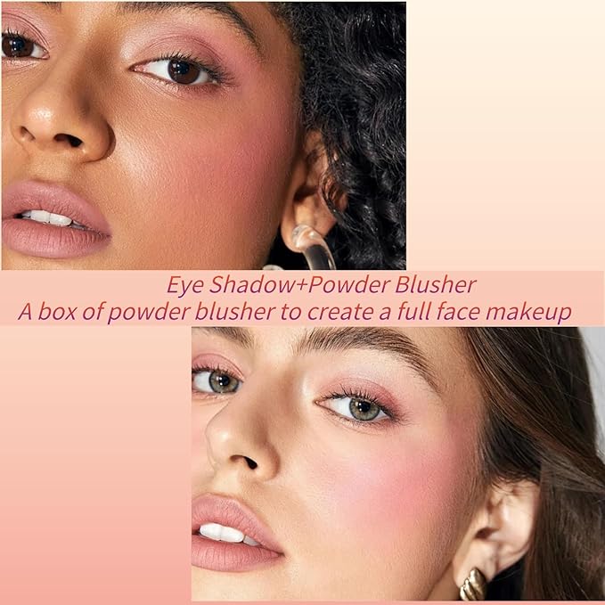 Baked Blush Powder, Natural Glow Blush Palette, Contour Brighten Highlight Face for a Shimmery or Matte Finish, Lightweight Blendable, Long Lasting Face Makeup #02