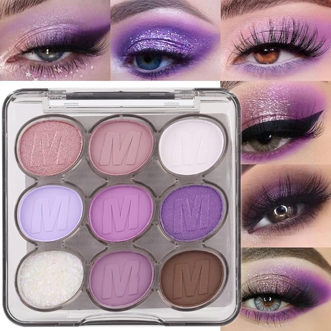 9 Colors Purple Grape Matte Shimmer Eyeshadow Palette