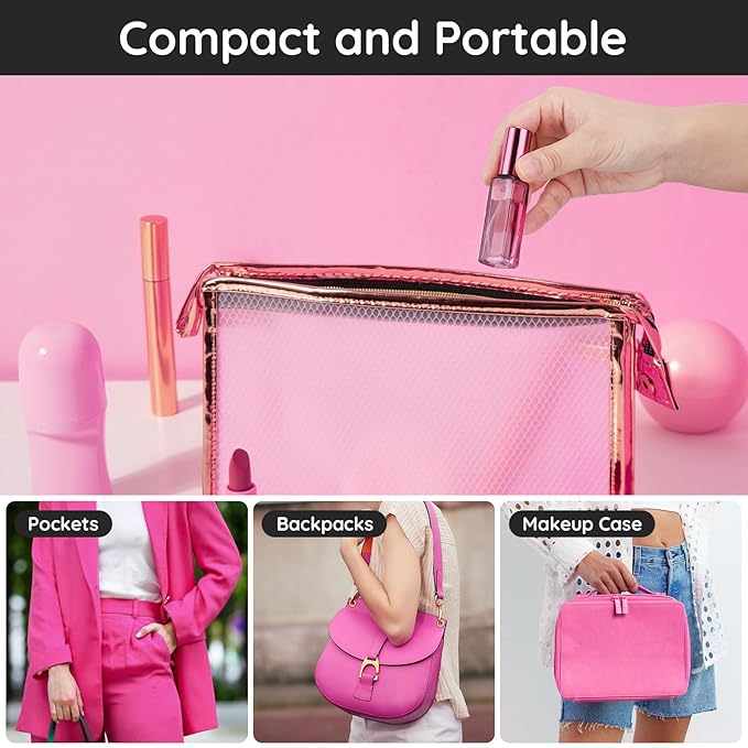 Segbeauty 5pcs Travel Refillable Atomizer, 10ML Empty Sprayer for Perfume, Mini Portable Glass Spray Bottle Dispenser for Cosmetic Accessories, Outgoing Travel Essentials