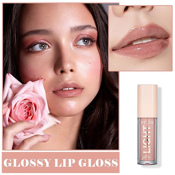 CAHIUYOA Plumping Moisturizing Lip Gloss Lipgloss,Nude Lip Gloss Lip Stain Long Lasting Waterproof,Shine Glossy Liquid Lipstick for Women Girls Lip Makeup Gift - 03