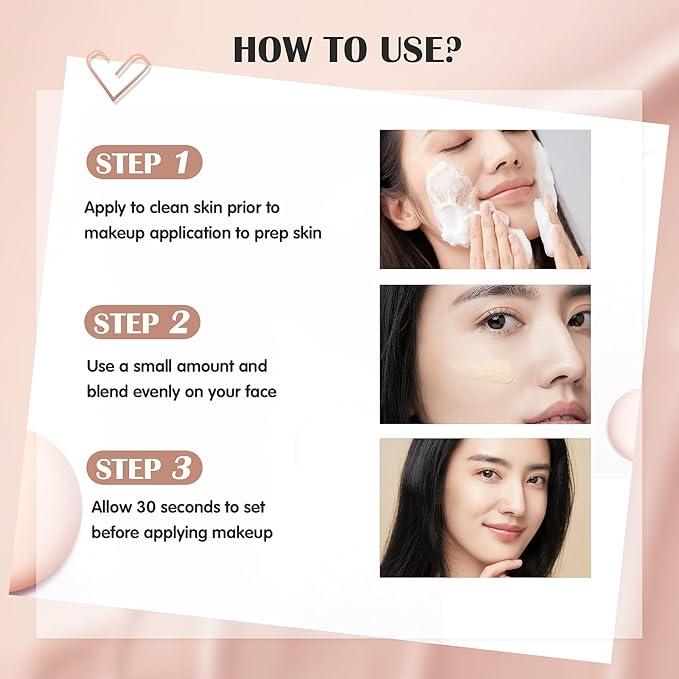 Hydrating Makeup Primer with Hyaluronic Acid, Face Foundation Primer, Base Primer for Shine, Oil Control, Add Moisture, Smooth Texture, Hides Wrinkles for Long-Lasting Makeup, 0.71 FL.OZ