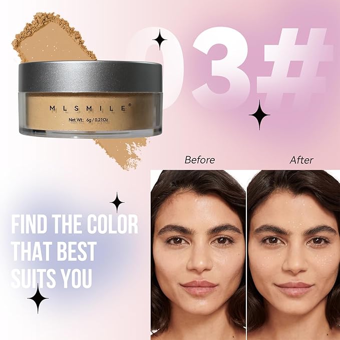 Loose Face Powder Setting Powder, Shimmer Glitter Loose Powder, Matte Finishing Powder Shine, Waterproof, Oil Control, Lightweight Face Powder Makeup for All Skin Tones (Dark Complexion Shimmer)