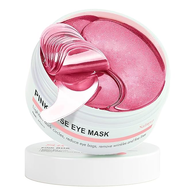 Pink Rose Eye Mask– 60 Pcs - Gold Under Eye Mask Retinol & Collagen - Puffy Eyes and Dark Circles Treatments – Look Younger and Reduce Wrinkles and Fine Lines Undereye, Improve and Firm eye