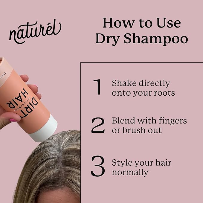 Naturel Volumizing Dry Shampoo Powder for Light Hair | Non-Aerosol | Made in USA | No Benzene, Vegan, Cruelty-Free | Grapefruit Essential Oil | 2.6 OZ Plastic-Free Packaging