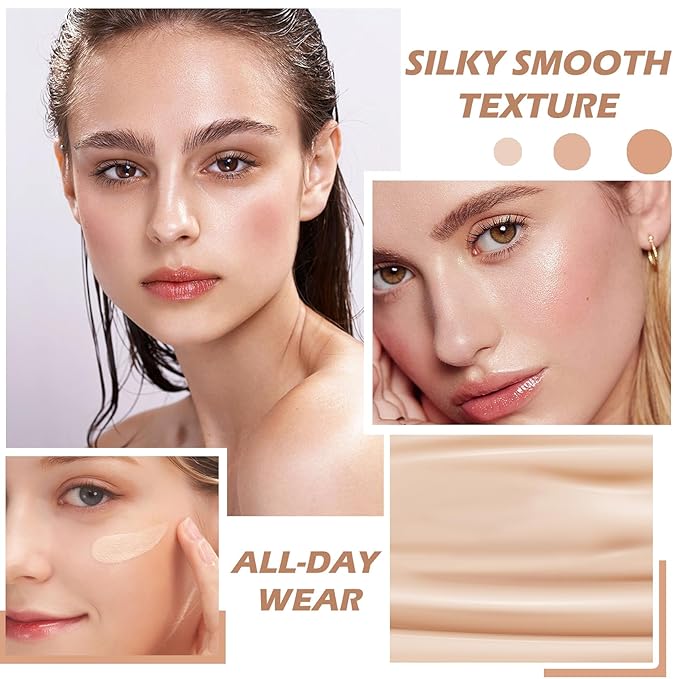 NVLEPTAP Airbrush Foundation Makeup Spray Silky Lightweight Full Coverage Foundation Face Air Cushion Foundation Set with Soft Makeup Brush - 03 Nude