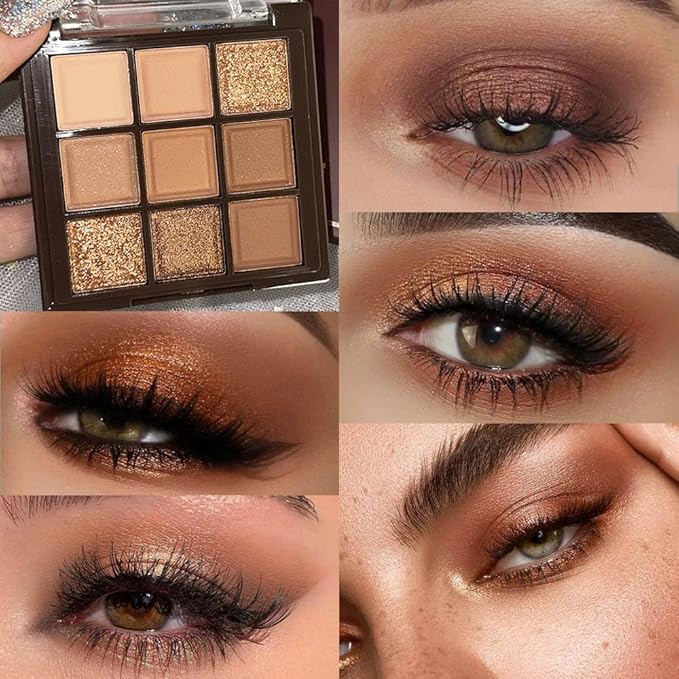 Neutral Nude Brown Smokey Eye Shadow Palette,Rose Gold Bronze Naked Cream Eyeshadow Palette Makeup,Highly Pigmented Natural Eyeshadow for Eyes Long Lasting Naturing-Looking
