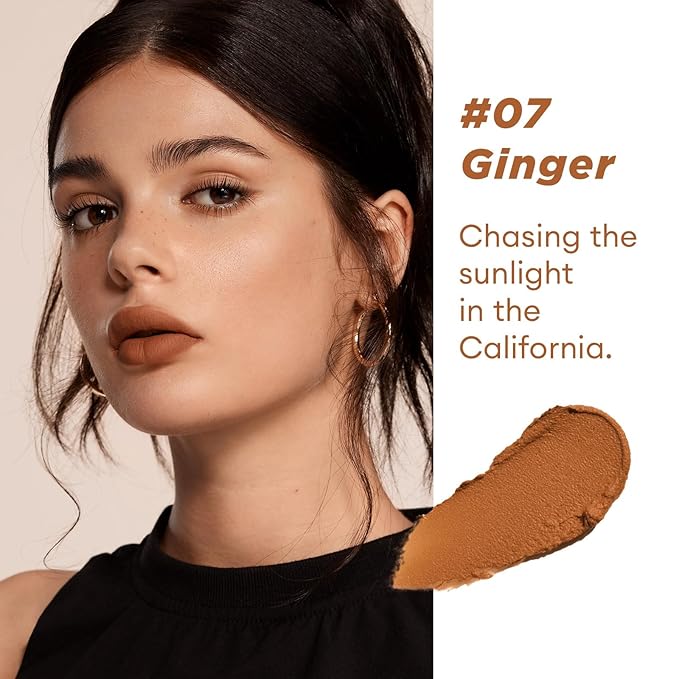 ITY Velvet Matte Finish Lip Stain-Mousse Textured Lip Clay, Red Shade, Conceals Lip Lines, Rich Pigment Lip Tint Lipsticks, 0.14 oz (4g) in Ginger, Embered.