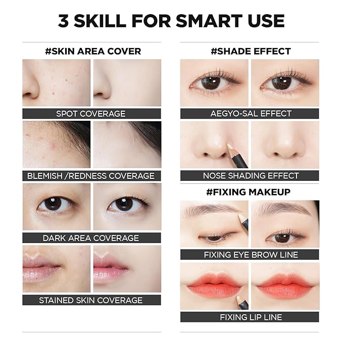 THESAEM Cover Perfection Concealer Pencil – Non Comedogenic spot Eraser - Conceal Blemish,Aging Spot,Acne&Freckle – Multi-Use Under Eye Concealer for Dark Circle,1.4g (Contour Beige)