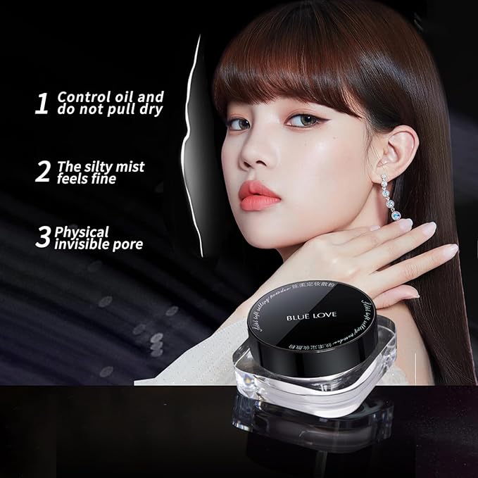 BLUE LOVE Setting Powder Makeup for Oily Skin, Oil Control Smooth Face Makeup Powder Foundation, Waterproof Setting Powder Compact, Oil Control Face Pressed Loose Powder(Purple)