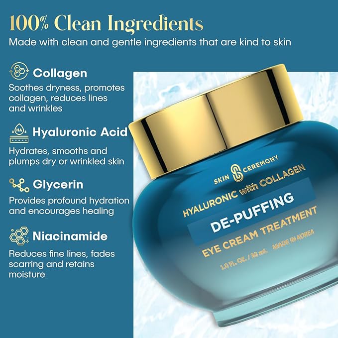 Hyaluronic acid & collagen de-puffing