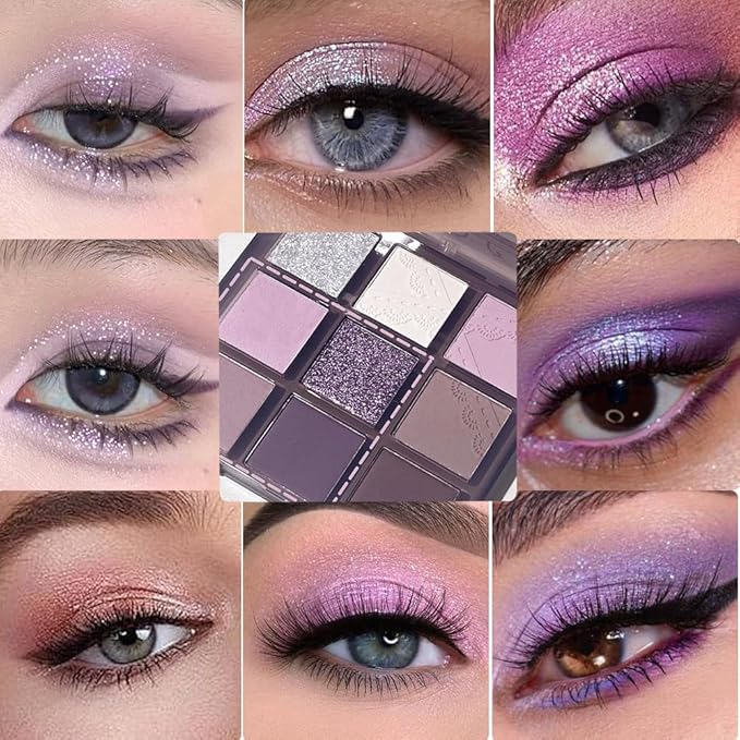 Purple Silver White Pink Tan Grape Matte Shimmer Eyeshadow Palette for Eye Makeup,High Pigmented Eye Shadow make up Powder Palet de sombras de ojos