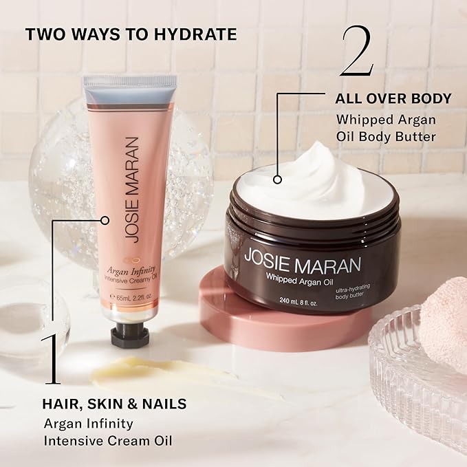 Josie Maran Intensive Creamy Oil - Multi-Tasking Skin Moisturizer & Everything Balm for Dry Lips, Elbows & Full Body Care - Powered by Argan Oil (2.2 Fl Oz)