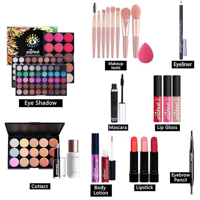 Multi-purpose Makeup Kit All-in-One Makeup Gift Set Colours Mix Eyeshadow Concealer Lip Gloss Pressed Powder and Powder Blusher Cosmetic Makeup Palette Set Kit #097