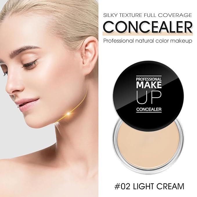 Cream Concealer Full Coverage Makeup, Matte Color Correcting LIGHT CREAM)