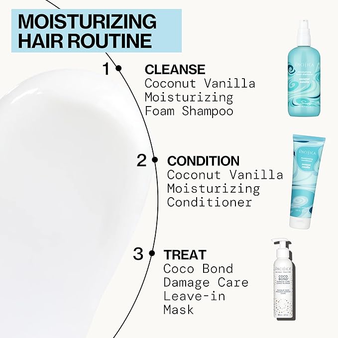 PACIFICA Beauty, Coco Bond Damage Care Leave-In Repair Mask Treatment, Dry & Damaged Hair from Bleach, Color, Chemical Services, Chlorine, & Heat, Coconut, Vegan