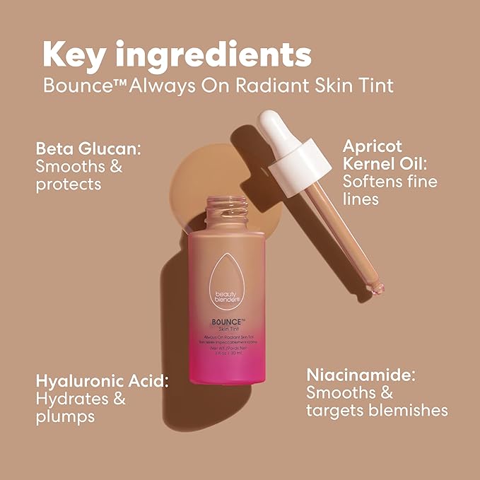 Beautyblender 12-Hour Always on Radiant Skin Tint, Breathable Serum Foundation Stays Put for All Day Long Wear, Infused with Hyaluronic Acid & Niacinamide, Medium 5