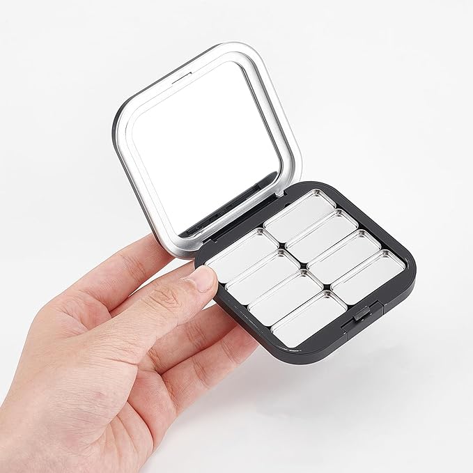 NICENEEDED 2 Pcs Empty Eyeshadow Palettes, 8 Grids
