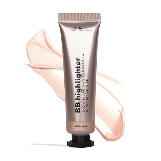 Lamel Dewy Cream BB Highlighter - Lightweight, Buildable and Luxuriously Glossy with Radiant, Natural-looking, Non-Greasy, Moisturizing, and Long-Lasting Formula for Flawless, Skin-Brightening - 401