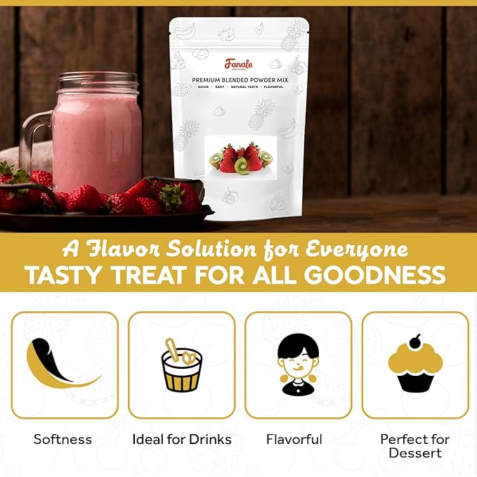 Fanale Premium Strawberry Bubble Tea Flavoring Powder | Perfect for Baking, Smoothies, Desserts and Drinks | Instant Flavoring Powder for Boba Milk Tea - 2.2 Pounds (Pack of 20)