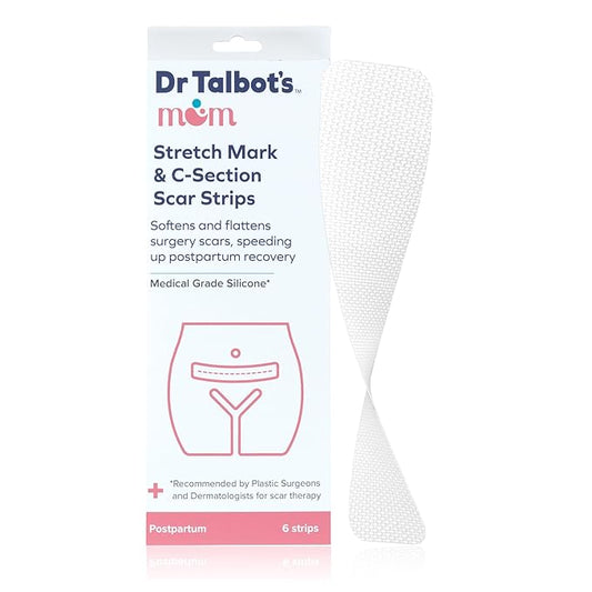 Dr. Talbot's Mom Stretch Mark & C-Section Scar Strips - Medical Grade Silicone Scar Strips to Soften and Flatten Surgical Scars - 6 Count (60-Day Supply)