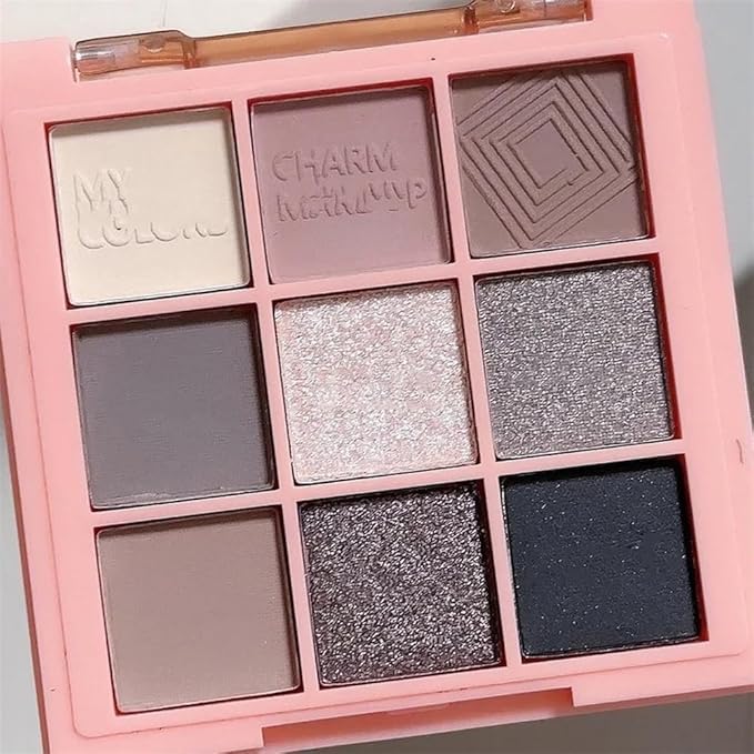 Eyeshadow Palette Makeup- 9 Colors bLACK GRAY Dark Brown Colorful Eyeshadow Palette Matte Shimmer Korean SMOKING Eye Shadow palettes Highly Pigmented Long Lasting For Girl(18#)