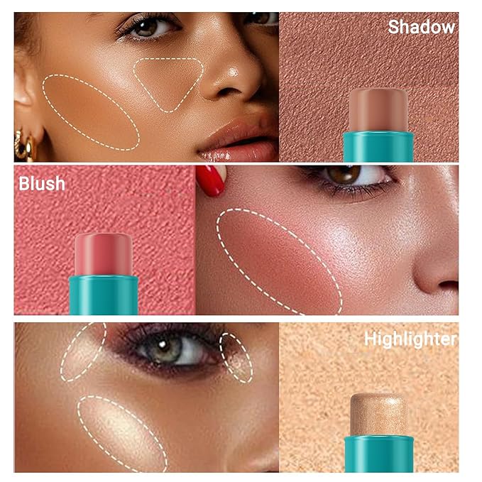 3Pcs Cream Contour Stick, with Highlighter Stick Milk